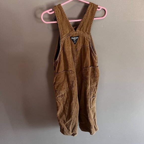 Osh Kosh Corduroy Flannel Lined Overalls Sz 2T Brown - Picture 5 of 7